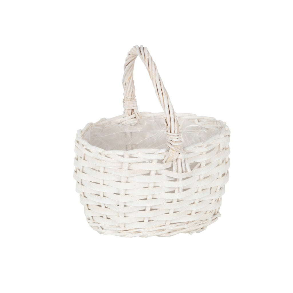 Cesto Ovale Bianco Con Manici cm.19x14 H.11/21