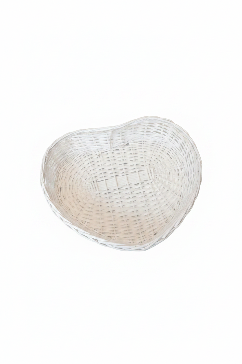 Cesto Cuore Vimini Bianco 50x24 H.10 | 70x58 H.10