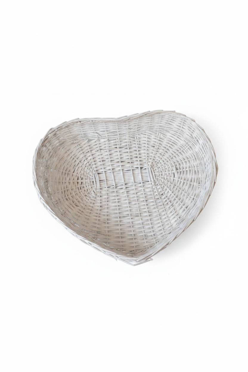 Cesto Cuore Vimini Bianco 50x24 H.10 | 70x58 H.10