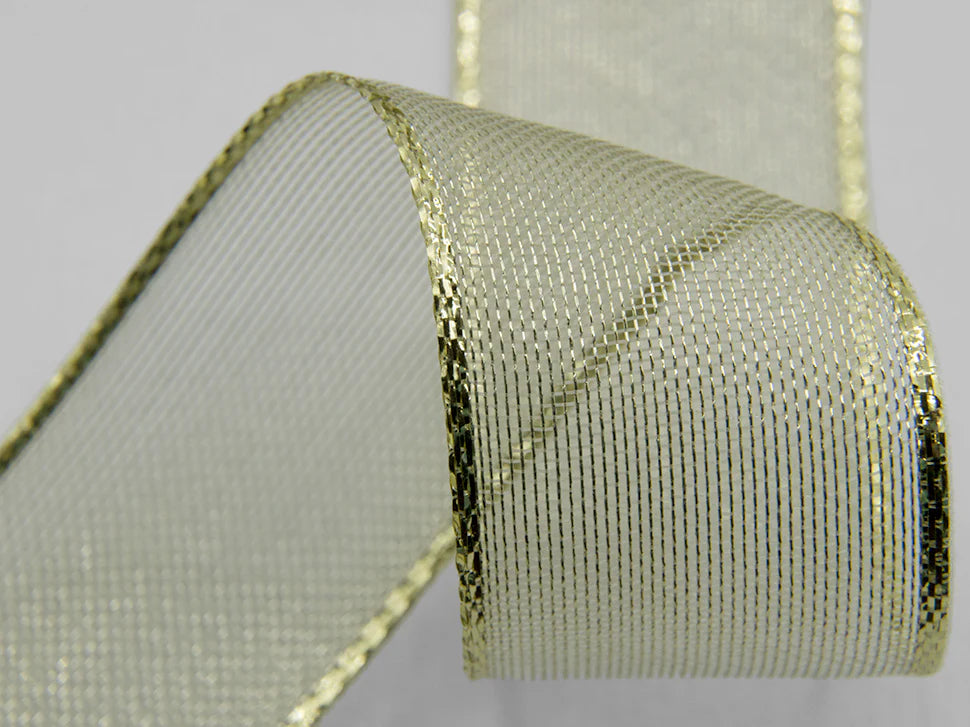 Velo B/Raso Oro/Argento mm.40x25 MT.