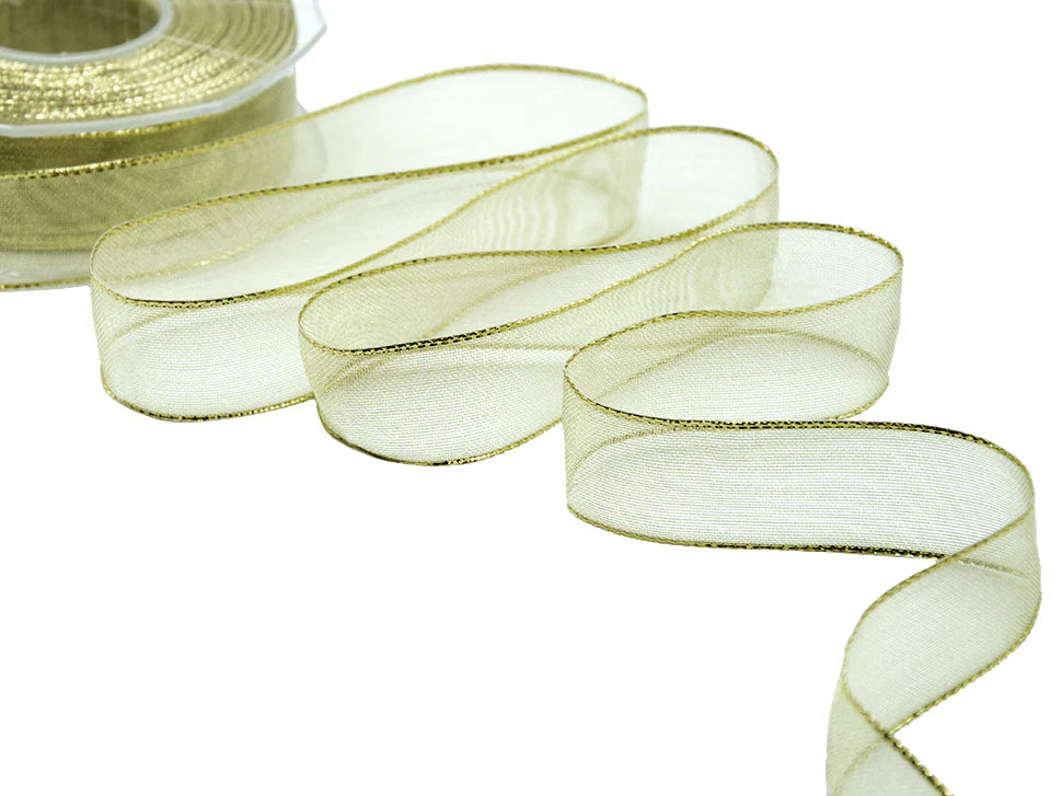 Velo B/Raso Oro/Argento mm.25x25 MT.
