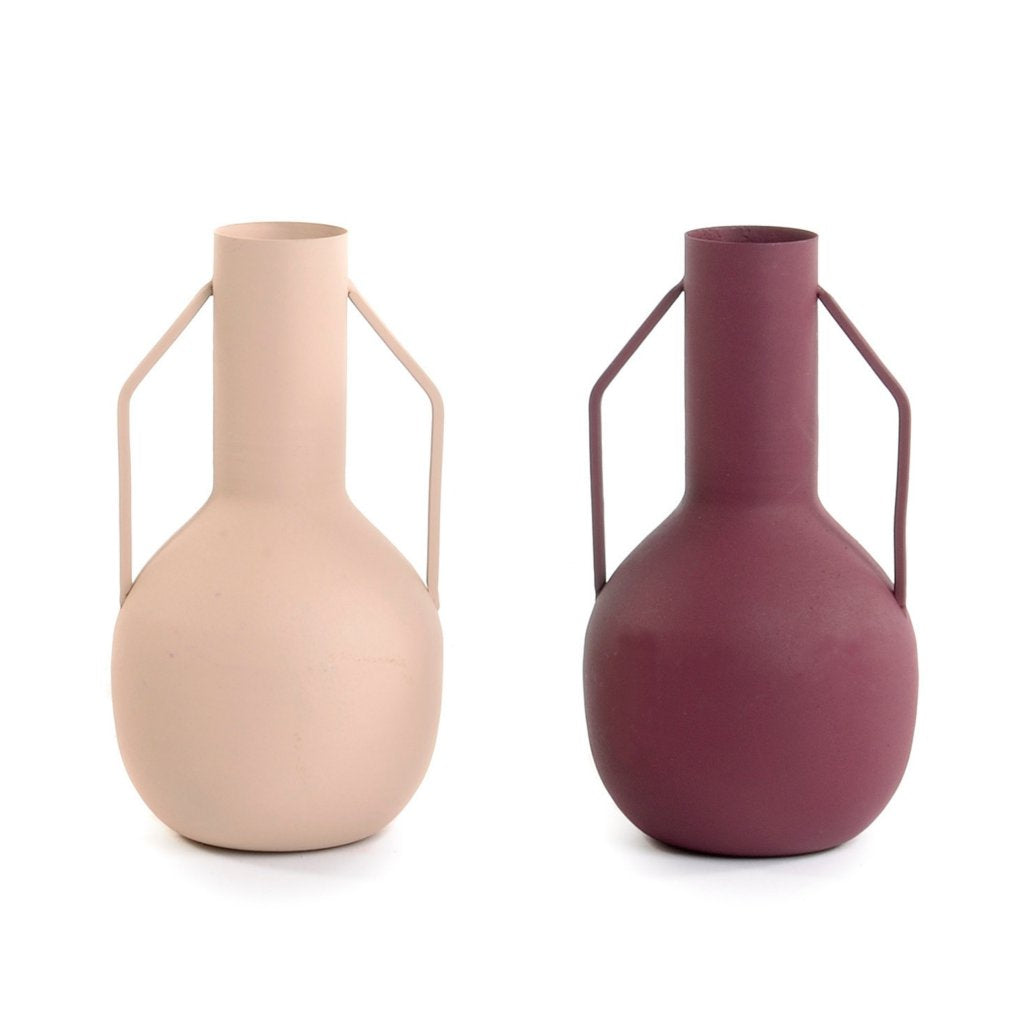 Vaso Collo Stretto Metallo C/Manici H.20