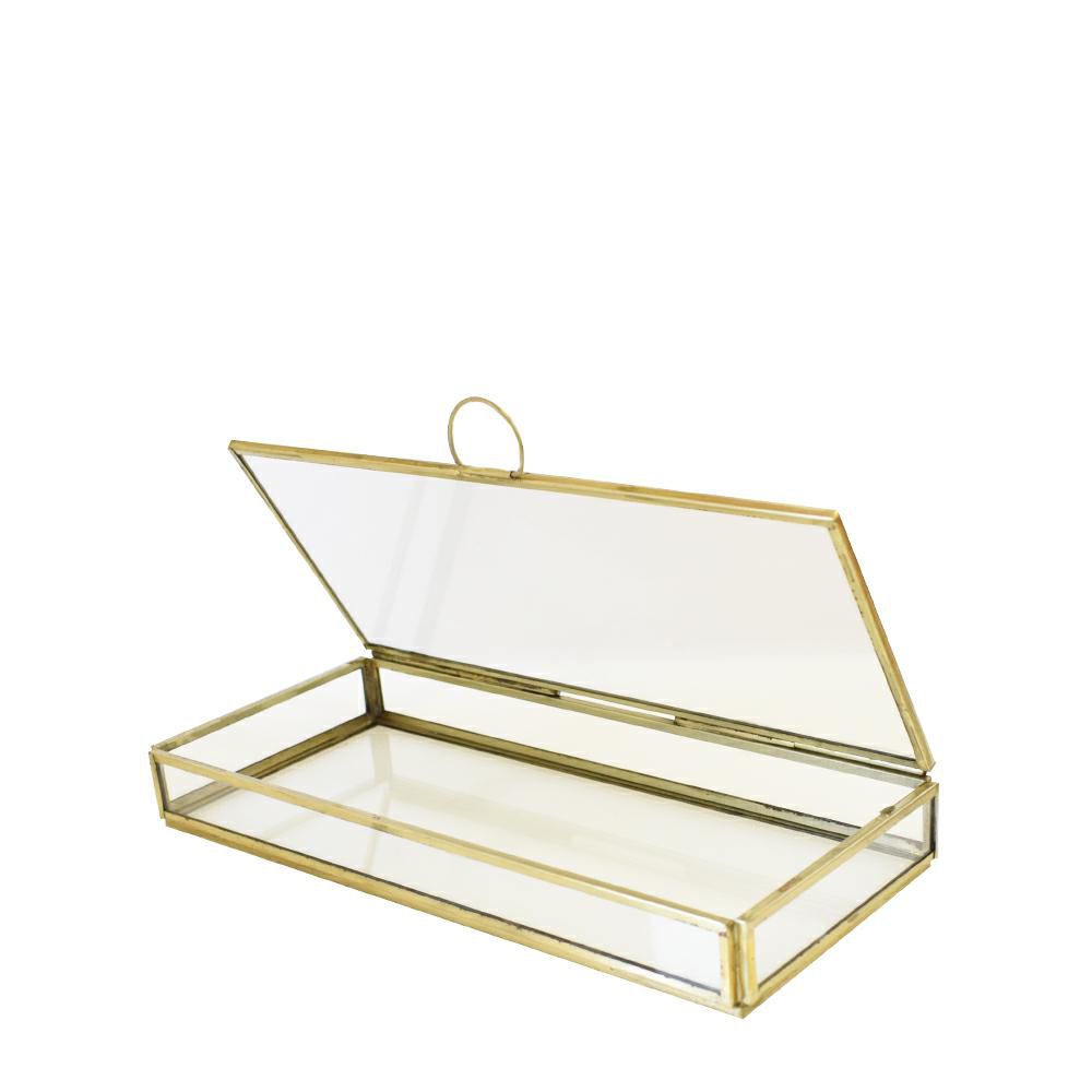 Scatolina Vetro/Metallo cm.10x23,5 H.3,5 Oro
