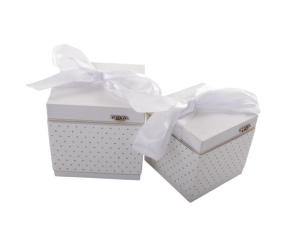 Scatola Quadra Bianca Pois Glitter S/2