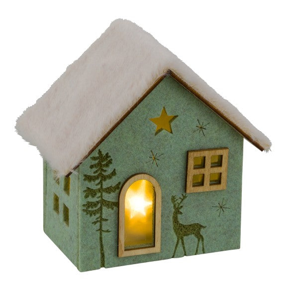 Casa Tetto Pelliccia C/Led cm.13,5x9x13,5
