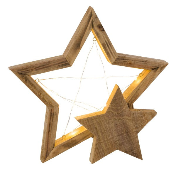 Profilo Stelle Legno C/15 Led cm.39x38
