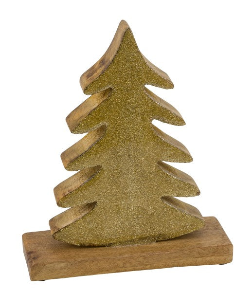 Albero Natale Su Base Laccato Oro cm.32