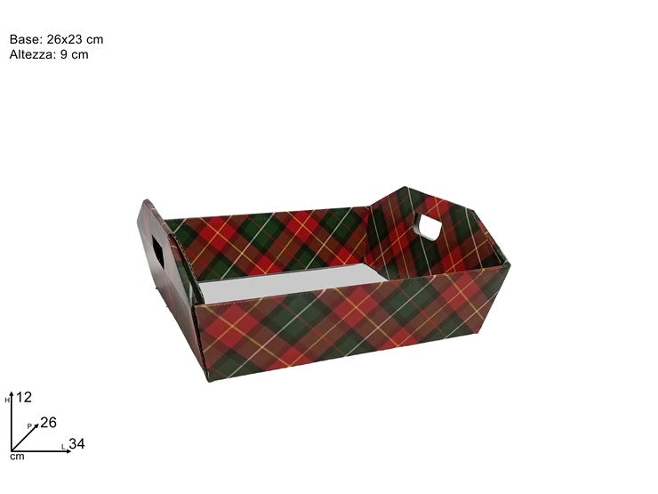 Cesto C/Maniglie Scozzese cm.26x23x9