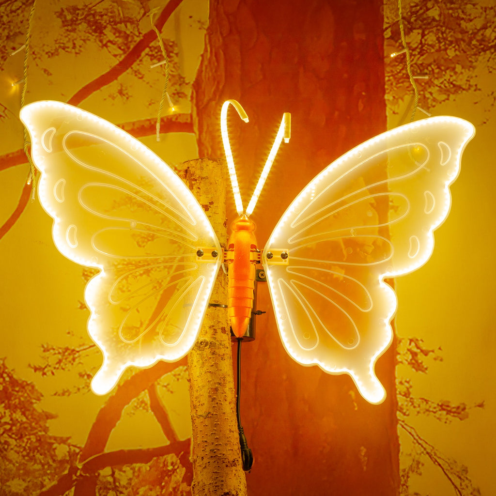 Farfalla Con Led E Movimento Bianco Caldo cm.60