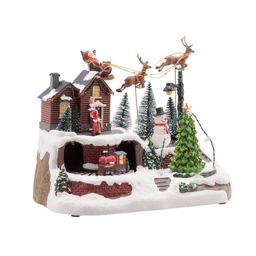 Villaggio C/Babbo Natale Su Slitta H.20