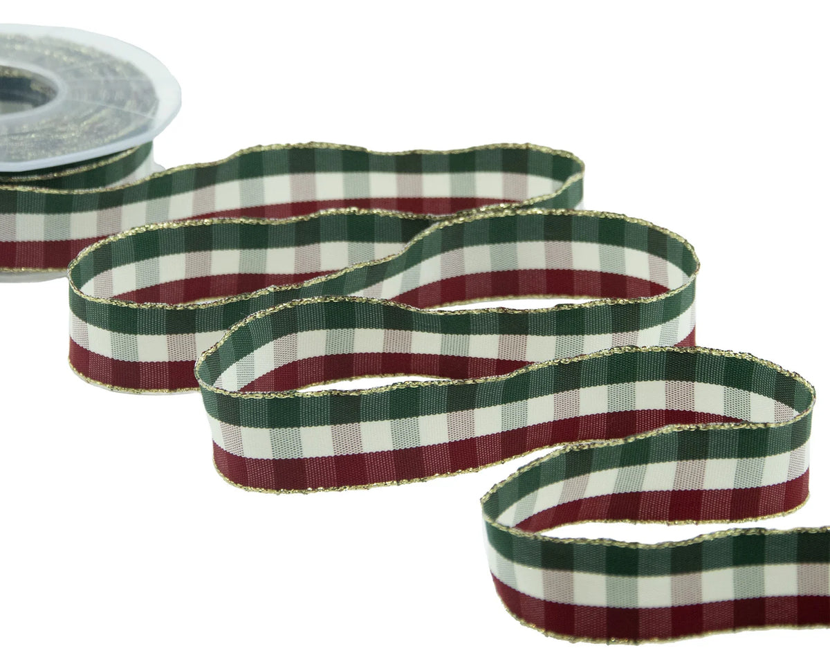 Nastro Scozzese Verde Rosso mm.25x15 MT.