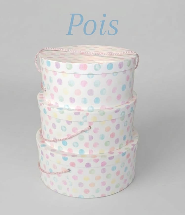 Scatola Tonda S/3 Pois/Quadrati