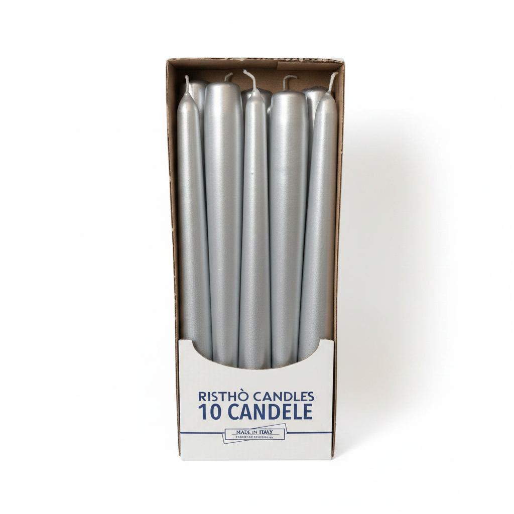 Candele Coniche cm.25 – Confezione da 10 pz. | Oro/Argento