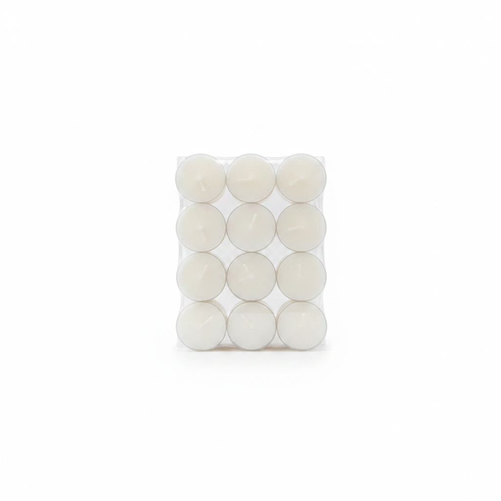 Tealight Trasparente sfondo bianco senza etichette